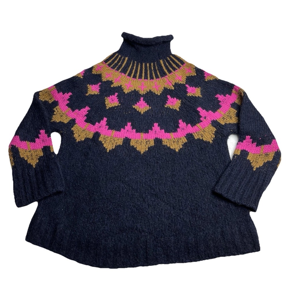 A.L.C. Oversized Fair Isle Sweater XS Colorful Fuzzy Wool Alpaca Blend ALC